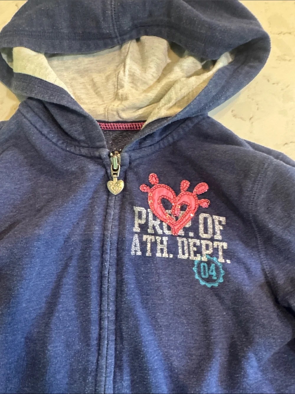 Justice Navy Zip Hoodie with Pink & Teal Accents